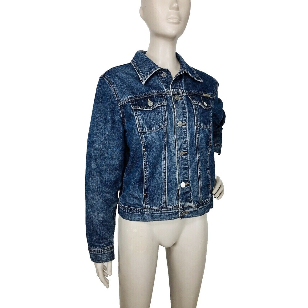 CK Calvin Klein Vintage 90's Women's Blue Denim Jean Trucker Jacket Size Medium
